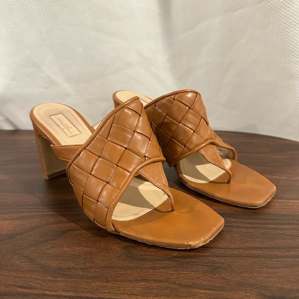Brown Woven Real Leather Mules